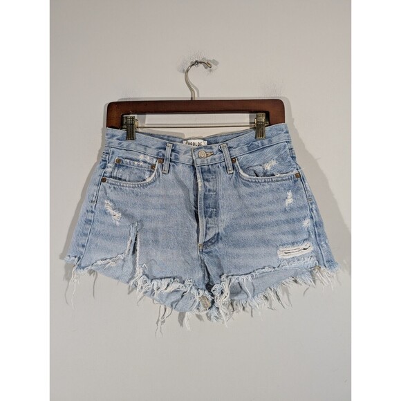 Agolde Shorts Women Sz 25 Blue Denim Parker Vintage Cut Off Distressed Loose Fit - Picture 1 of 8